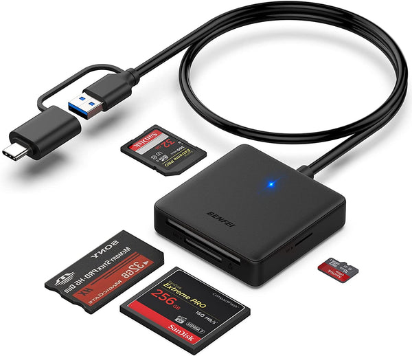 BENFEI Lettore di schede di memoria, 4 in 1 USB USB-C a SD Micro SD MS CF